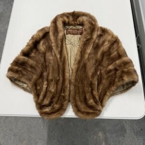 Stephen Babin Lakewood Mink Fur Stole Wrap Shawl Capelet Brown Vintage